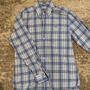 Vineyard Vines Blue Plaid Whale Shirt Button Down Size Small